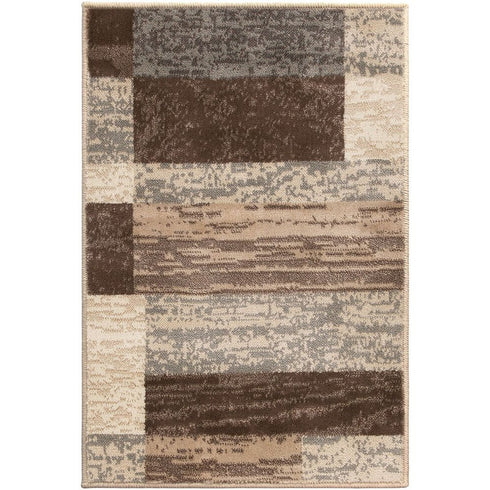 12' Beige Slate Gray And Brown Patchwork Runner Rug